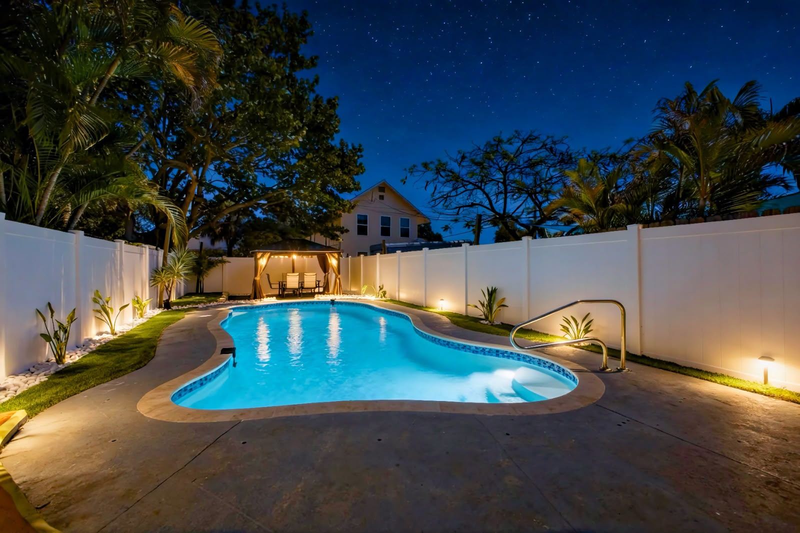 Private pool at night under the stars in Lake Worth Beach